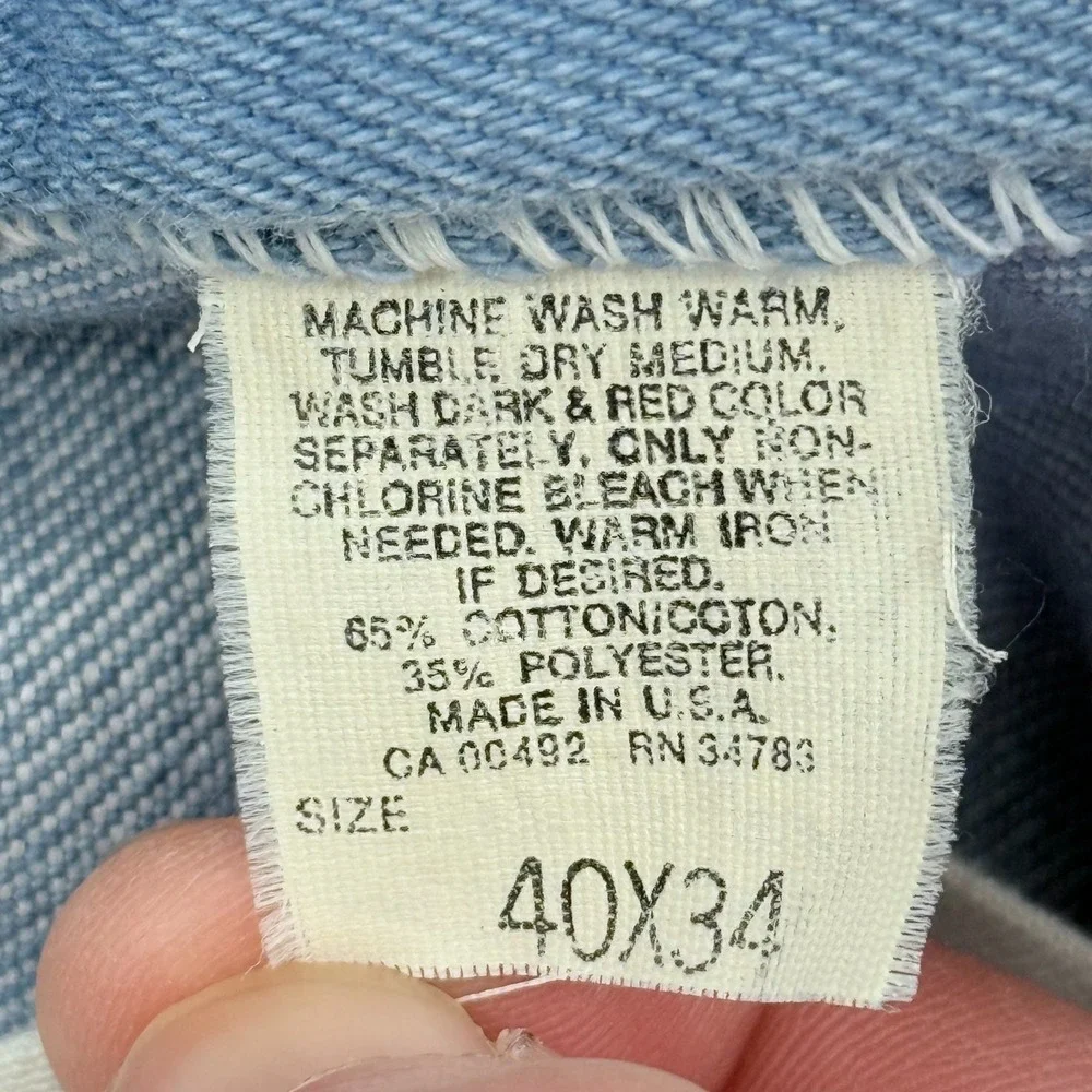 Vintage Lee Riders Jeans Men Straight Leg 36x30 Made USA Cotton Blend Blue Denim